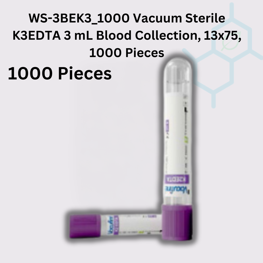 WS-3BEK3_1000 Vacuum Sterile K3EDTA 3 mL Blood Collection,13x75,1000 Pieces