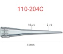 110-204C Watson Biolab 10µL, Short Tip, Graduated, Natural, Bulk 1000 tips/bag