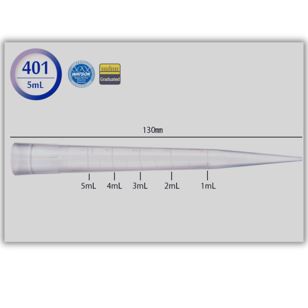 110-401C Watson Biolab 5000µL, Standard Tip, Graduated, Natural, Bulk 250 tips/bag